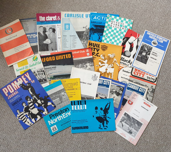 Sunderland Away Programmes 1971/2 Complete Season