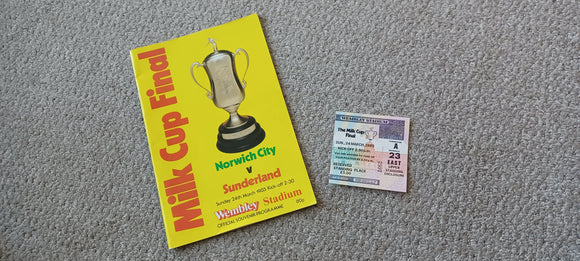 Sunderland v Norwich City 1985 Milk Cup Final inc Match Ticket