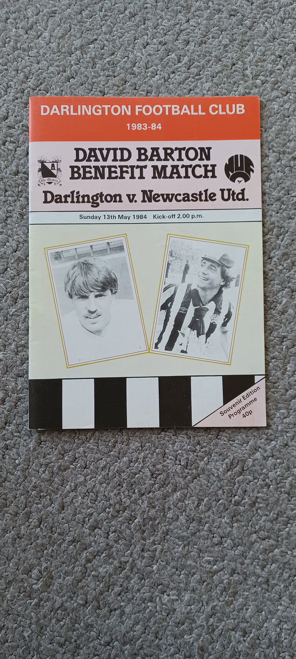 Darlington v Newcastle Utd D Barton Benefit Match 1984