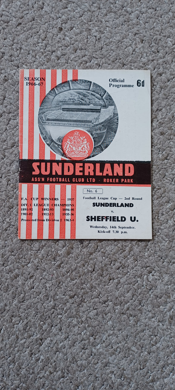 Sunderland v Sheffield Utd FLC2 1966/7