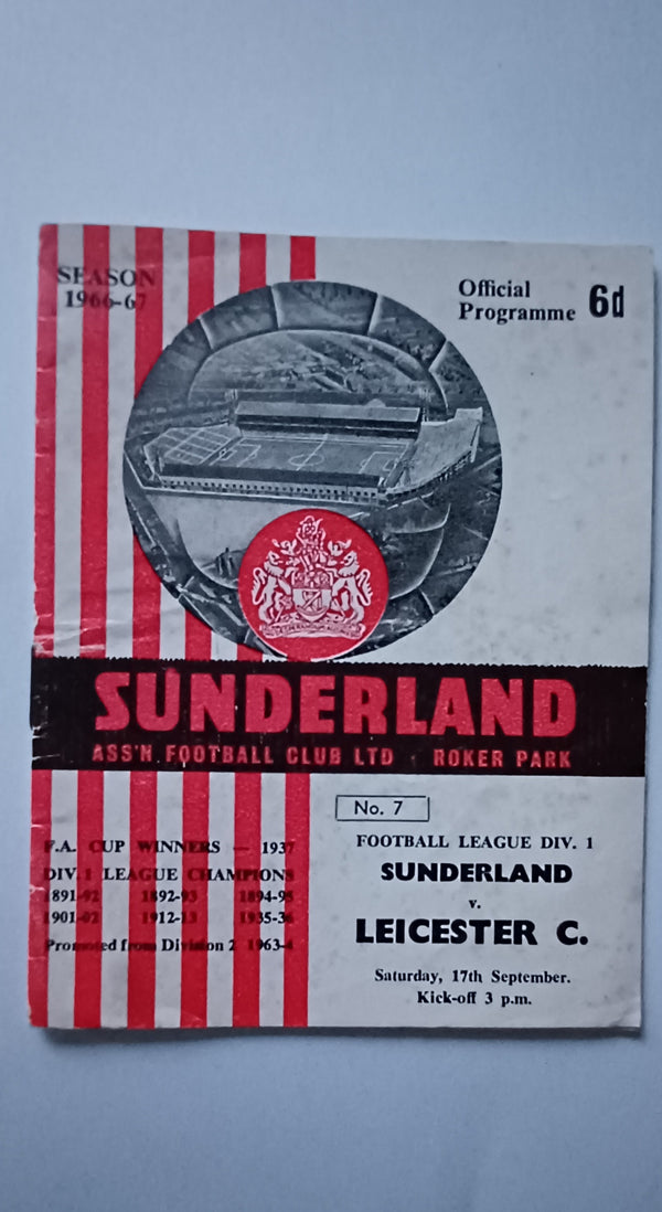 Sunderland v Leicester City 1966/7