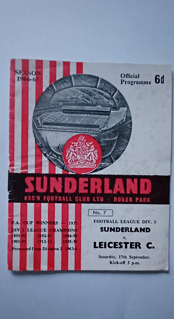 Sunderland v Leicester City 1966/7