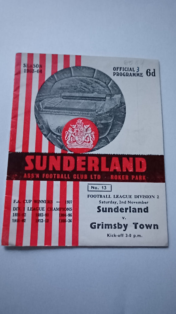 Sunderland v Grimsby Town 1963/4