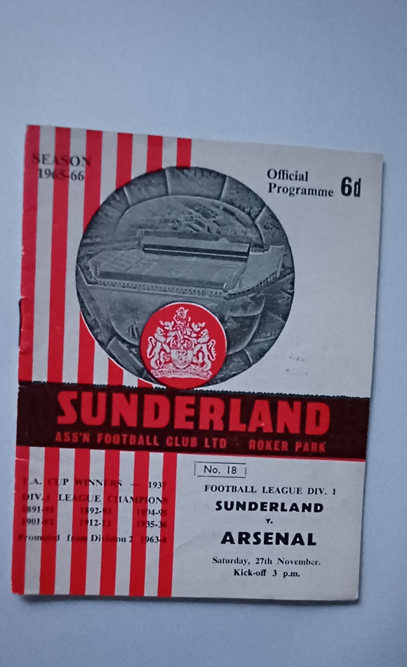 Sunderland v Arsenal 1965/6