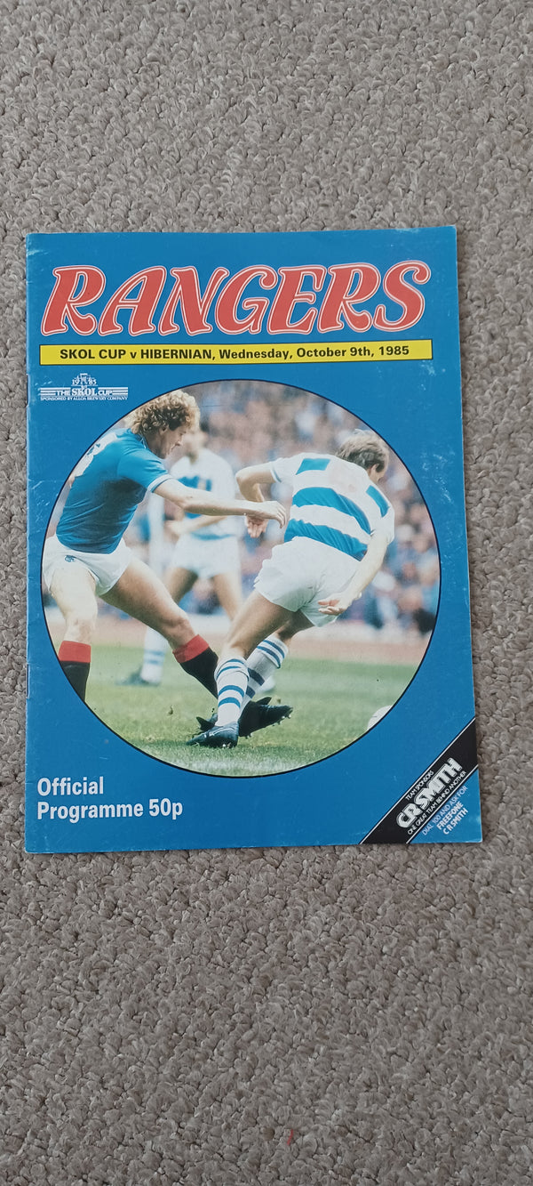 Rangers v Hibernian Skol Cup 1985/6