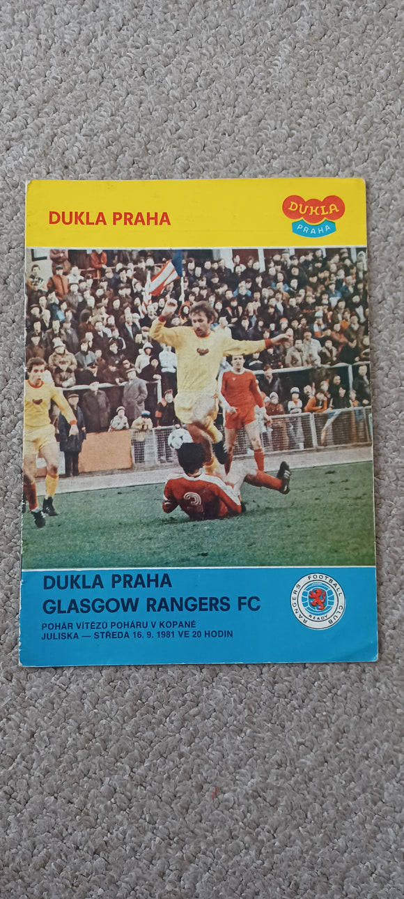 Dukla Prague v Rangers Cup Winners Cup 1981/2