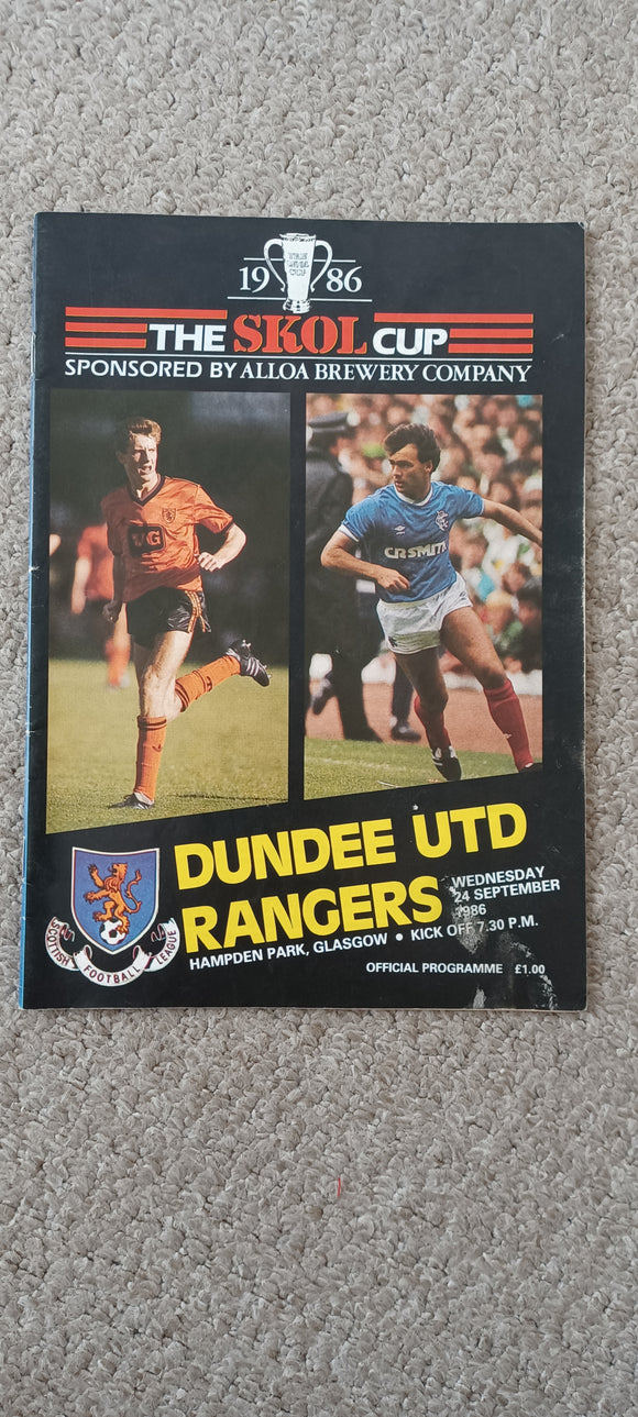 Rangers v Dundee Utd LC Semi Final 1986/7
