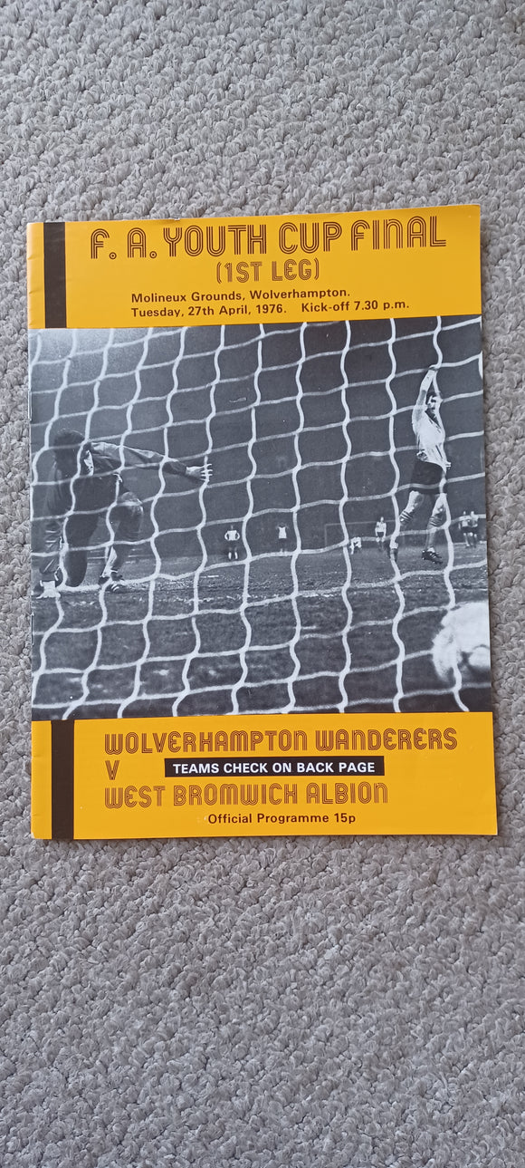 Wolves v West Bromwich Albion 1976 FA Youth Cup Final