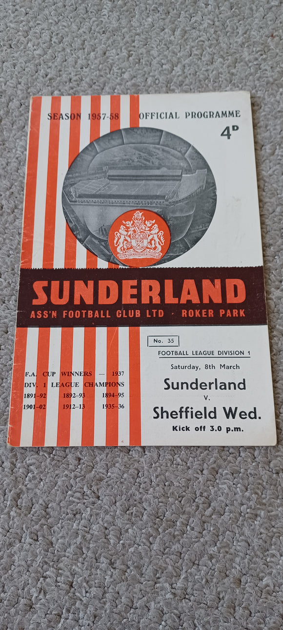 Sunderland v Sheffield Wednesday 1957/8