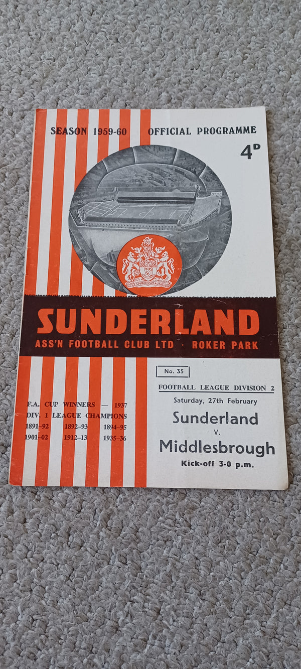 Sunderland v Middlesbrough 1959/60