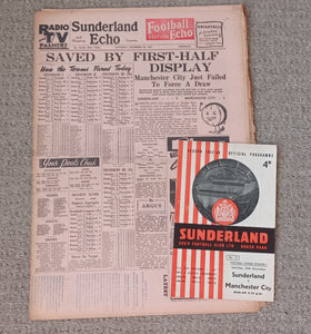 Sunderland v Manchester City Football Echo & Match Programme 1957/8