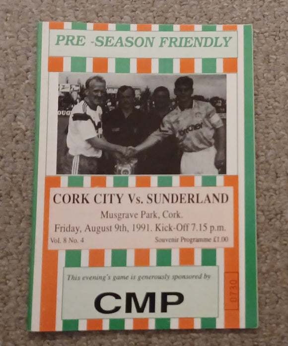 Cork City v Sunderland Pre Season 1991/2