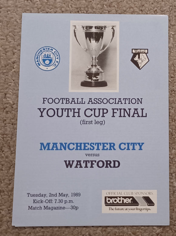Manchester City v Watford 1989 Youth Cup Final