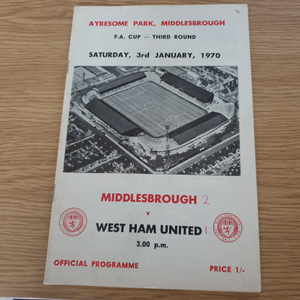Middlesbrough v West Ham Utd 1969/70 FA Cup 3rd Round