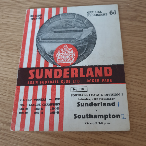 Sunderland v Southampton 1963/4