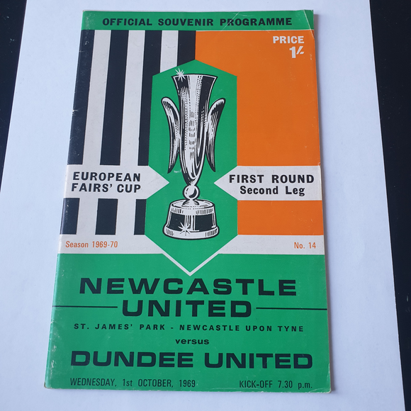 Newcastle United v Dundee united Fairs Cup Programme 1969/70
