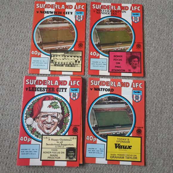 Sunderland Home Programmes 1983/4 Complete