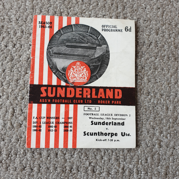 Sunderland v Scunthorpe Utd 1963/4