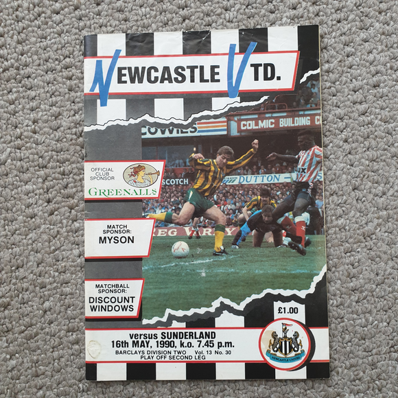 Match Programme Newcastle Utd v Sunderland 1989/90 Play Off Semi final