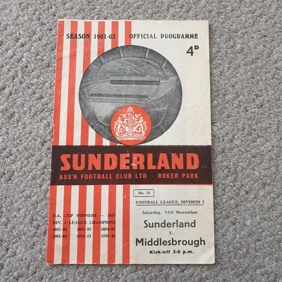 Sunderland v Middlesbrough 1961/2