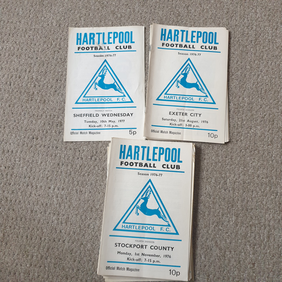 Hartlepool United Home programmes 1976/7 Complete
